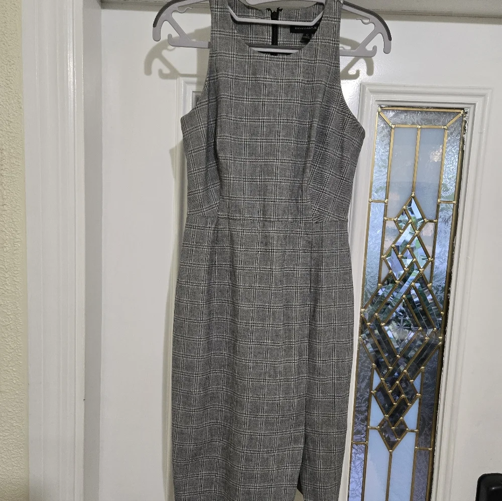 Banana Republic Gray Plaid Midi Dress Like New Cond. - Picture 5 of 8